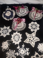 19 Vintage Handmade Crochet Snowflake Ornaments