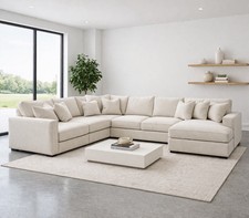 New | Alan Chaise End  Sofa | Left & Right | Cream Velvet| Full Back Cushions