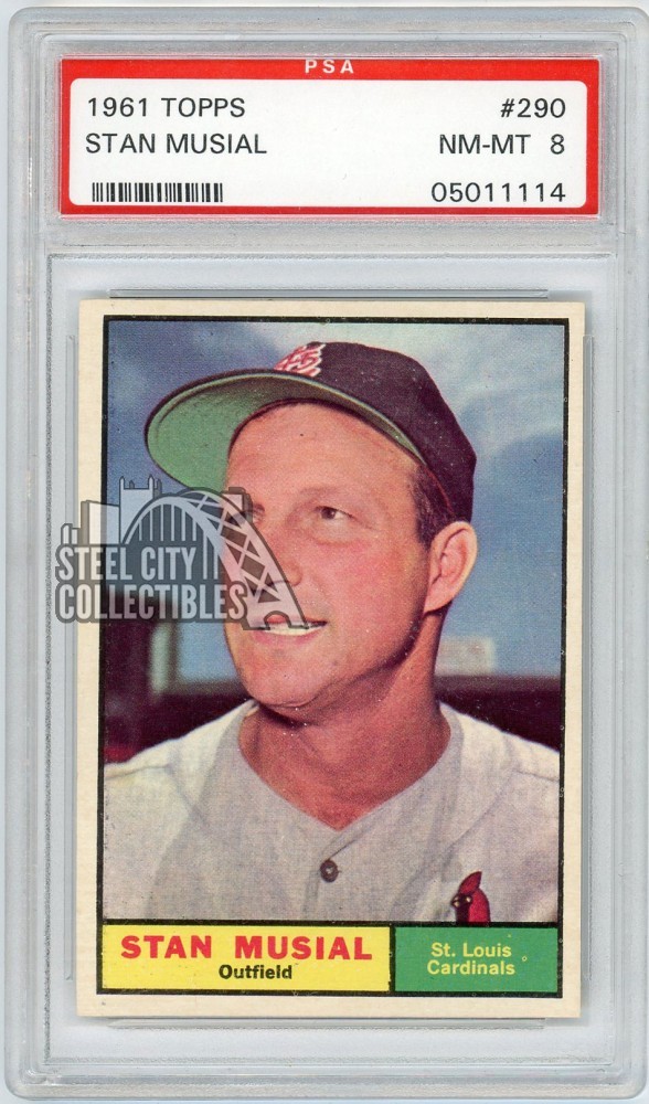 Stan Musial 1961 Topps Baseball Card #290 PSA 8 (114)