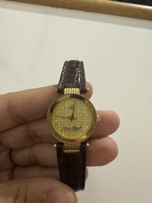 HTF Crown Royal Leather Face Gold Toned Collectors Watch *Untested*