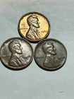 Lot of 3 1952-P 1952-D 1952-S Circulated Lincoln Wheat Cent Pennies