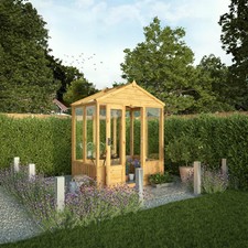 4 x 6 Wooden Glass Glazed Greenhouse Apex Tongue & Groove Single Door Waltons