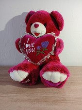 Dan Dee 19  Purple Sweetheart Teddy Bear Holding I Love You Heart Pillow B4