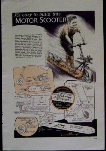 Gas Motor Scooter 1934 vintage How-To build PLANS Child's stand up Ride-On