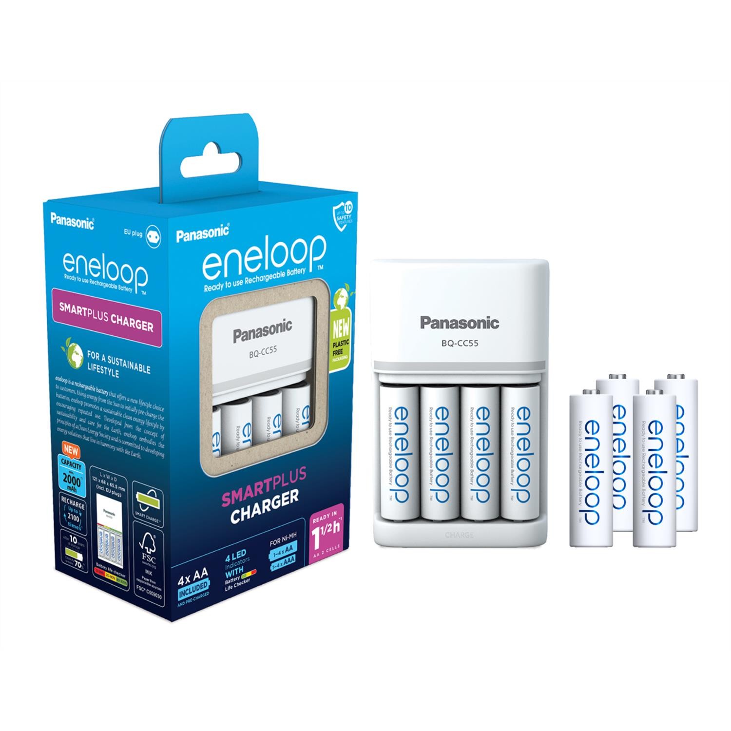 Chargeur de piles AA Panasonic Eneloop pour jouets et manettes de console