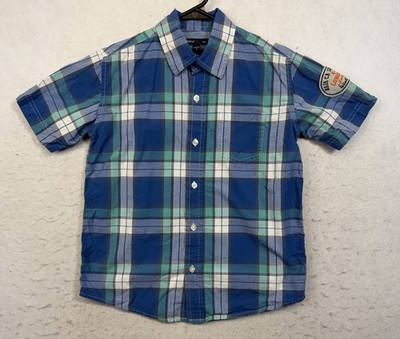Gap Shirt Mens Size M Purple/blue Plaid Original Fit Short Sleeve Panama