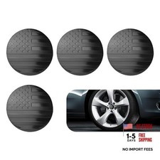 Car Wheel Hub Center Cap Sticker   American Flag Anti-Scratch 4 PCS Black