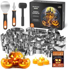 Art 29PCS Halloween Pumpkin Carving Kit 22 PCS Stainless Steel Stencils with 4