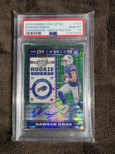 2019 Panini Contenders Optic Dawson Knox 157 Green Pulsar /27 PSA 10 Pop 3