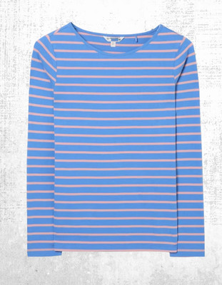 Fat Face bretonisches Damenoberteil Baumwolle Langarm blau bunt rosa Streifen Rundhalsausschnitt