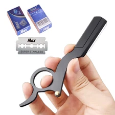 1Pcs Holder And 10Pcs Blad Stainless Steel Classic Razor For Eyebrow Shaping