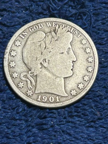 1901-O Barber Half Dollar  - Beautiful Original- Full Rims & Motto Visible!