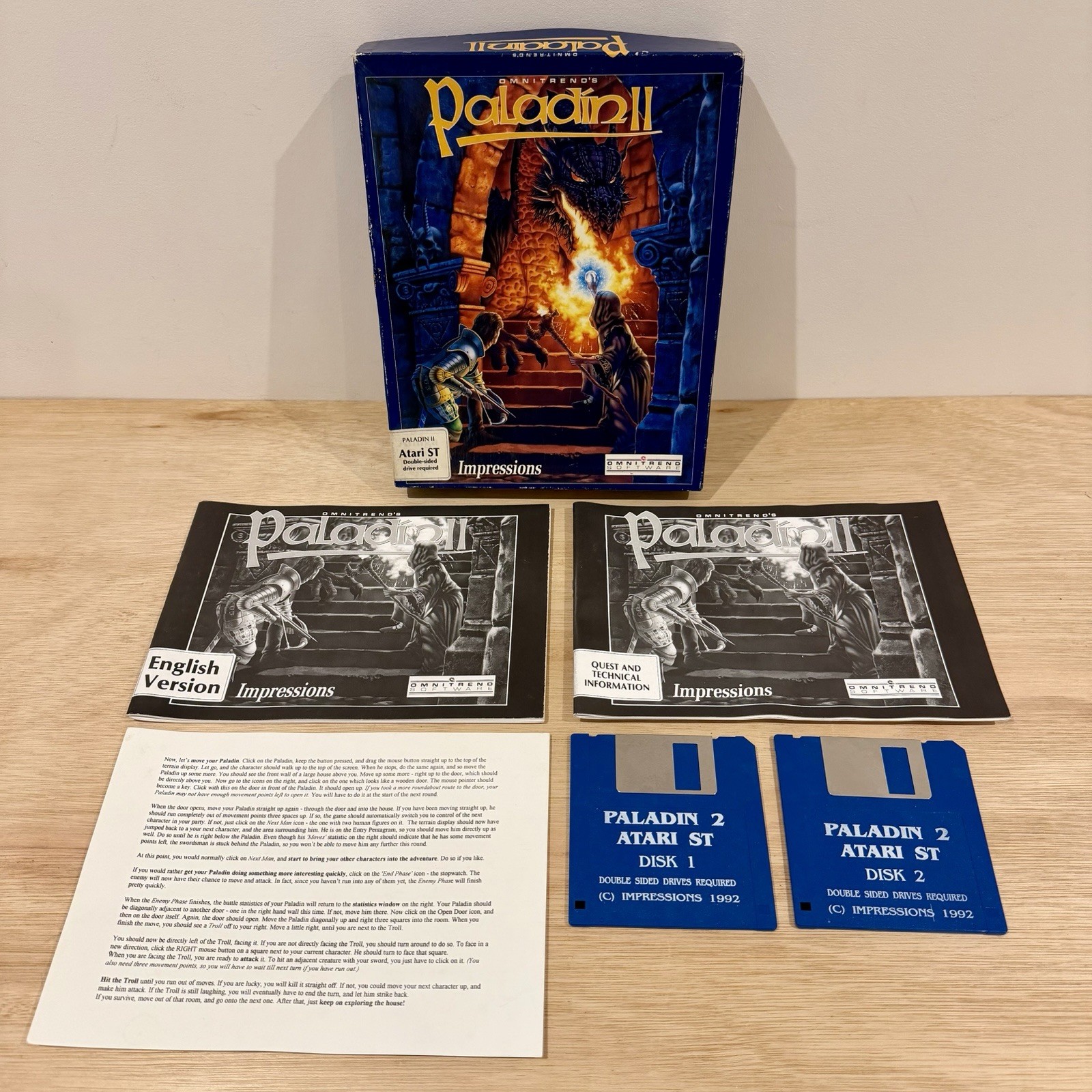 Atari ST Paladin II (2) Big Box Floppy Disk Game ~ UNTESTED ~ See Description