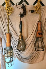 Set of THREE Vintage Industrial Caged Trouble Lights