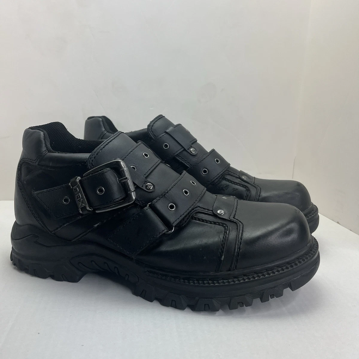 Vtg GBX Men\'s 8 Street Black Chunky Buckle Leather Casual Boot Shoe‎ Punk Heavy GBX Basix Eye Ring Women main image 3