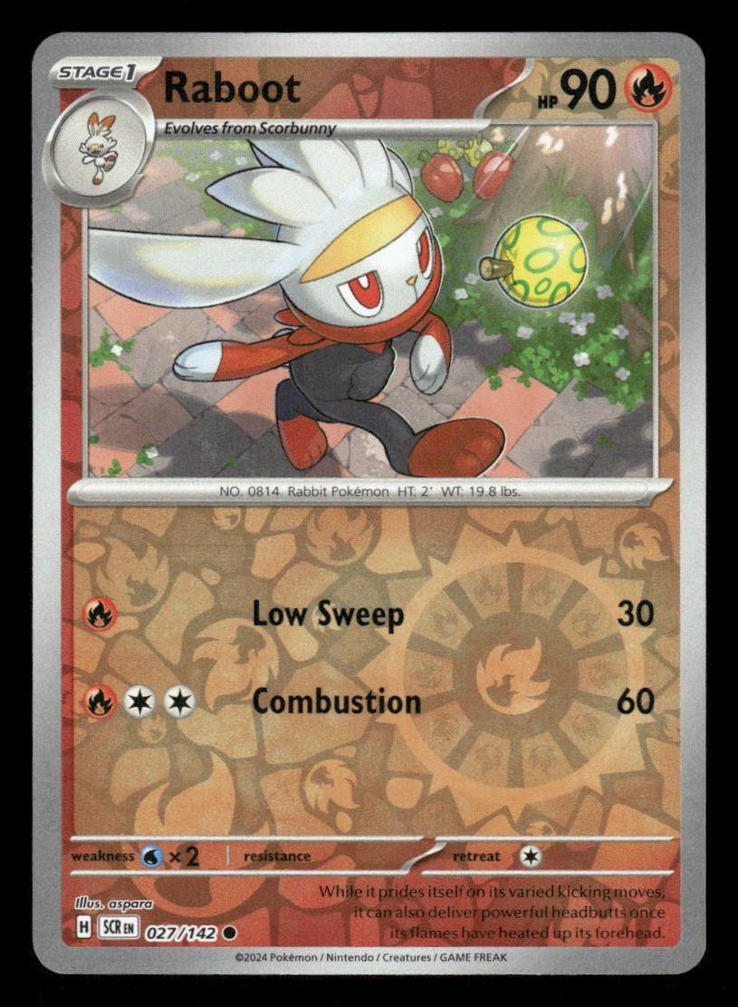 Raboot 27/142 C Stellar Crown Reverse Holo NM/M Pokemon