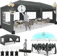 Faltpavillon 3x6 Wasserdicht Stabil Winterfest Partyzelt mit Zentralverriegelung