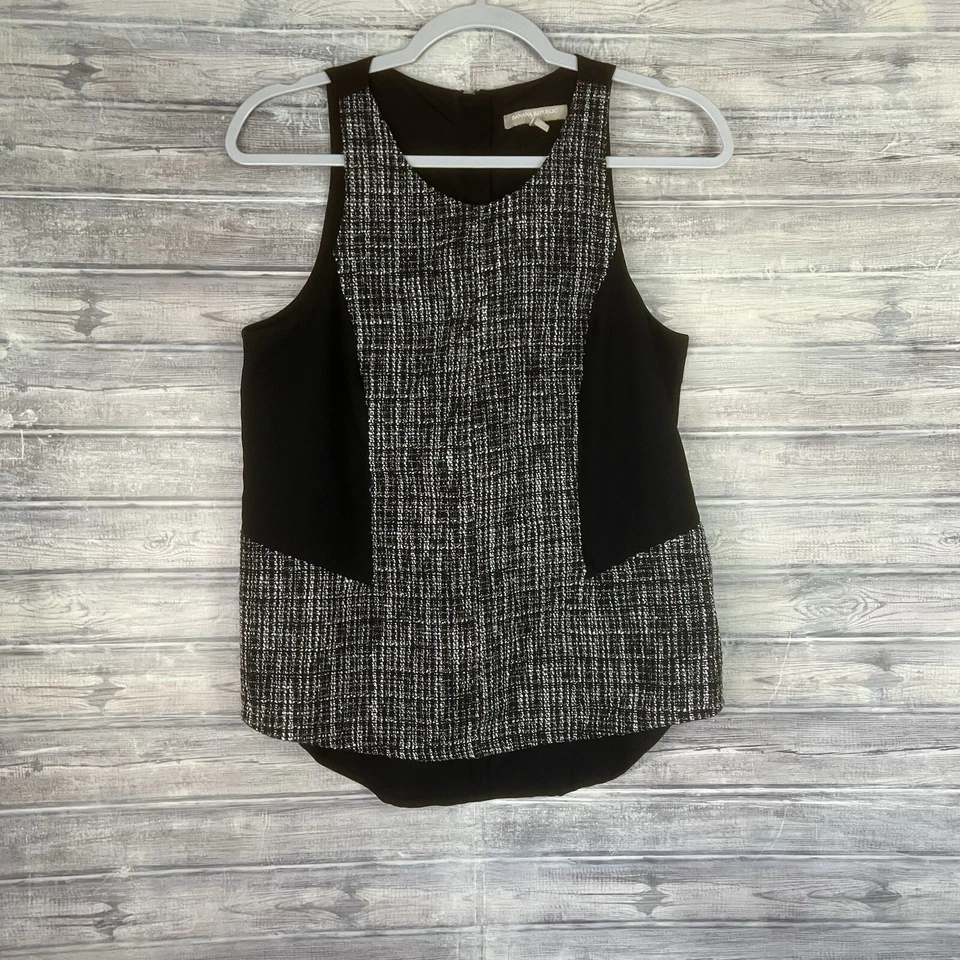 Banana Republic Womens Pullover Vest Size 6 Petite Black Tweed Zipper Back Lined — 第 2/4 张图片