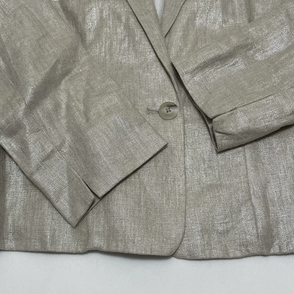 Traje de lino Cartonnier chaqueta de negocios para mujer talla 0 metálico brillante moderno funky Foto 3 de 4