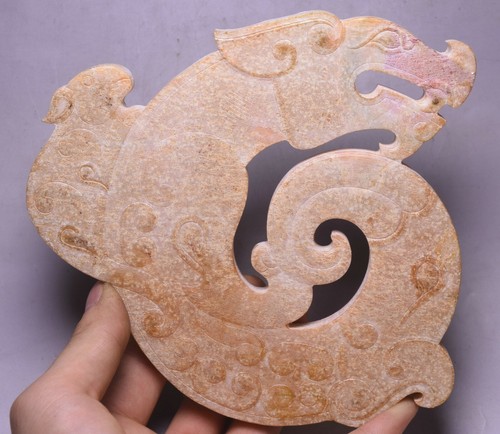 16CM Rare China Hongshan Culture Old Jade Carved Animal Dragon Beast Yu ...