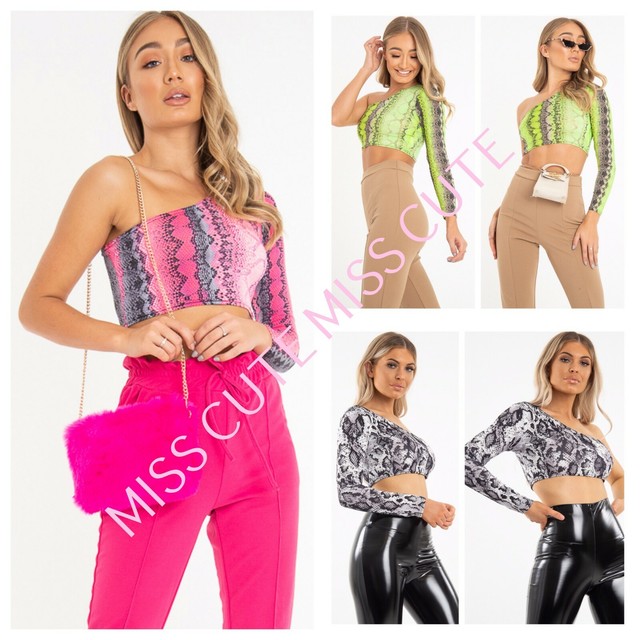 neon pink one shoulder crop top