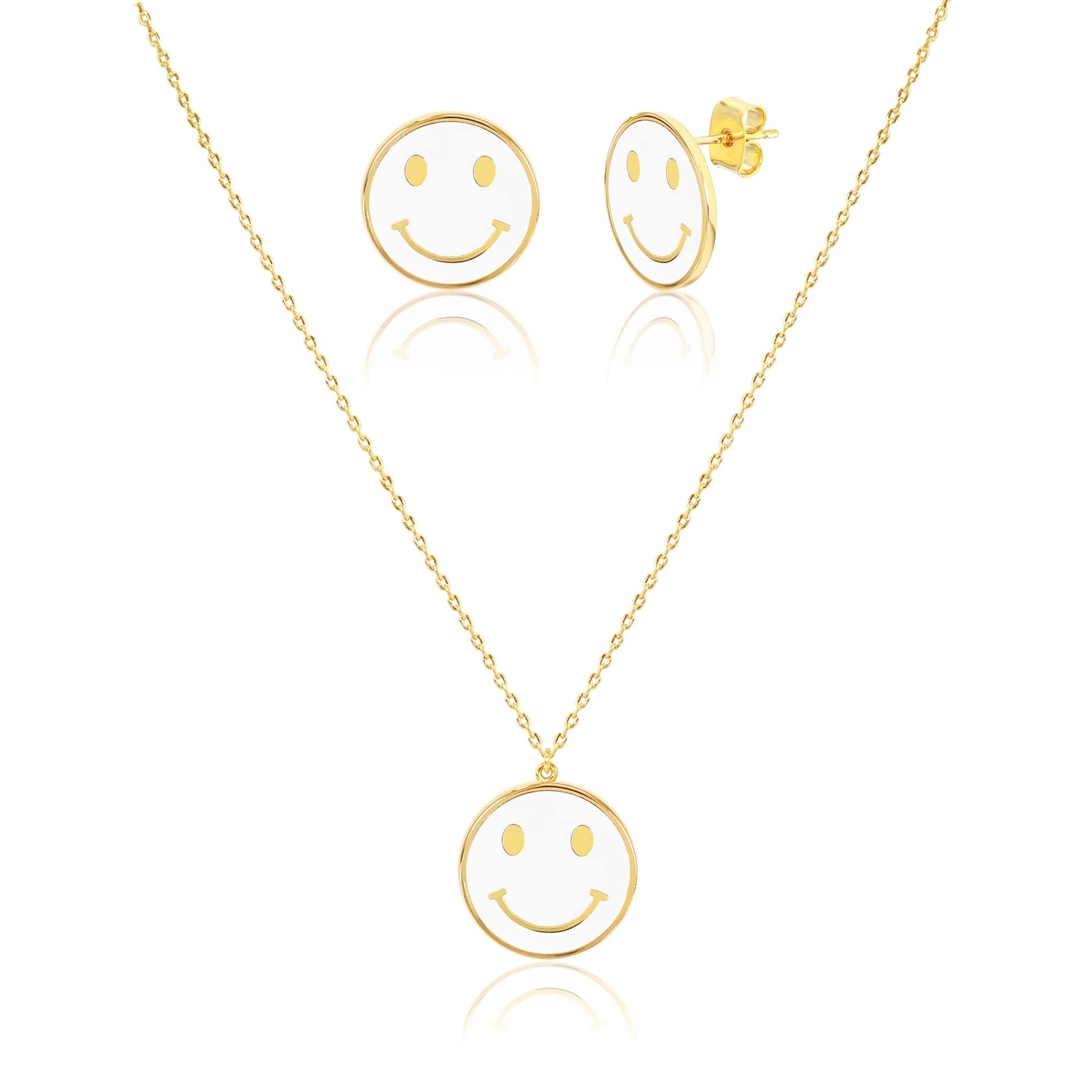 Smile Face Earrings and Necklace Set for Women - Cute Round Colorful Jewelry for Everyday Wear