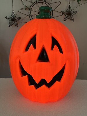 Vintage Halloween Jack o Lantern Light Up Blow Mold Large Pumpkin