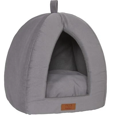 SLEEPDOWN Grey Small Pet Dog Cat Bed Folding Dome Pod Puppy Kitten Igloo Cave Tent House