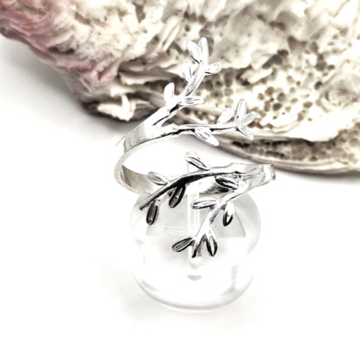 Handgefertigter Ring Olivenblatt Sterlingsilber 925 für Damen