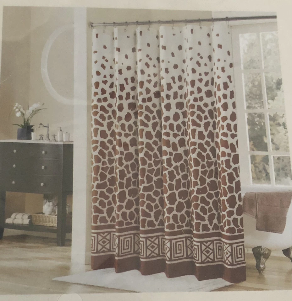Safari Giraffe Print Bathroom Shower Curtain Brand New 54”W 72”H 11424S1D - Image 2 of 4