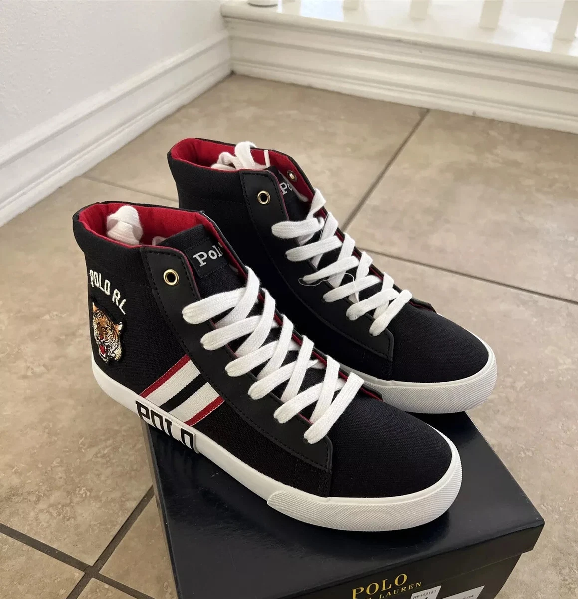 Polo Ralph Lauren Mid Top Black/White Shoes Youth Size 5 | eBay