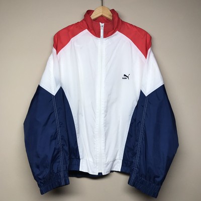 red white and blue puma windbreaker