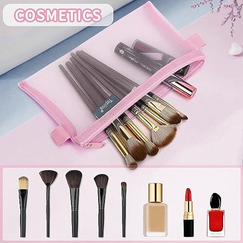 3pcs Pencil Case Set, Clear Exam Pencil Pouch, Mesh Nylon Green+Blue+Pink - Bild 5 von 7