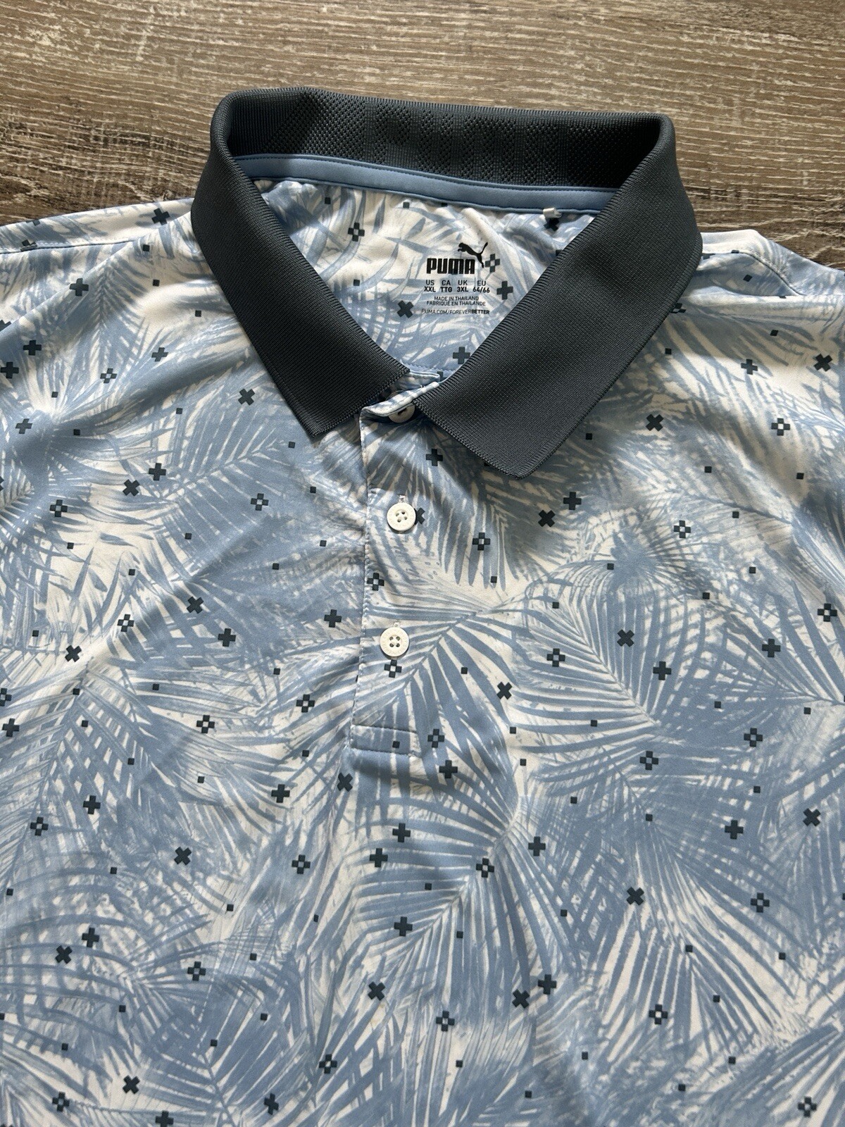 Puma Mattr Florals Lawrence Blue AOP Polo Shirt Golf Performance XXL Day Dream thumbnail 3