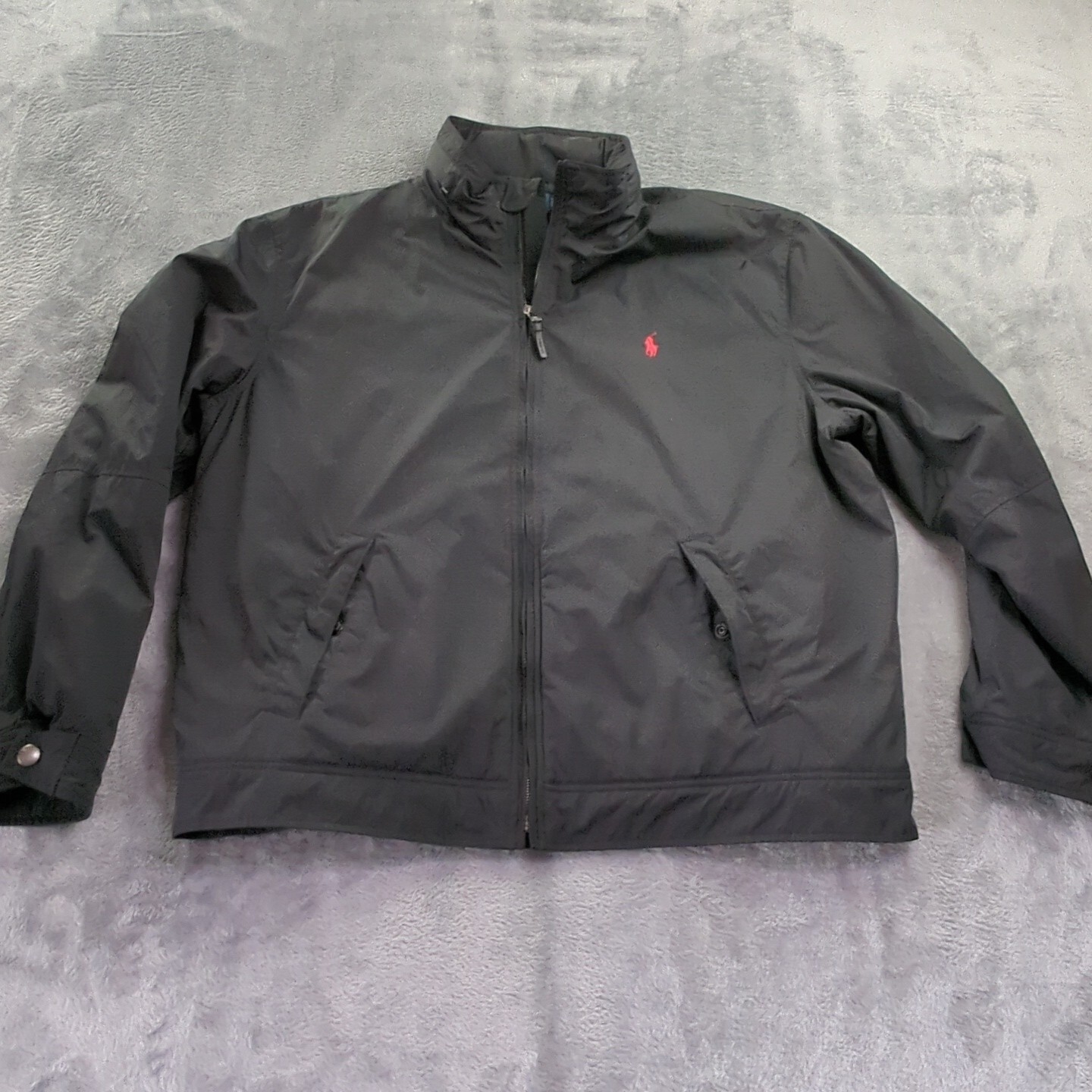 Giacca Polo Ralph Lauren vintage uomo XXL 2XL full zip foderata pony nera con cappuccio