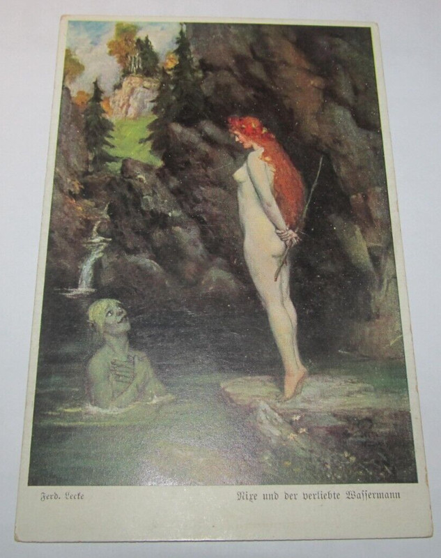 German Risque Seductive Evil Skinny Dip Muchner Mvnchner Kvnst Postcard Antique