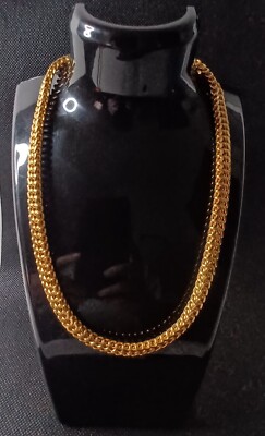 Monet Gold Tone Heavy Chain Link 15'' Signed Necklace Vintage 