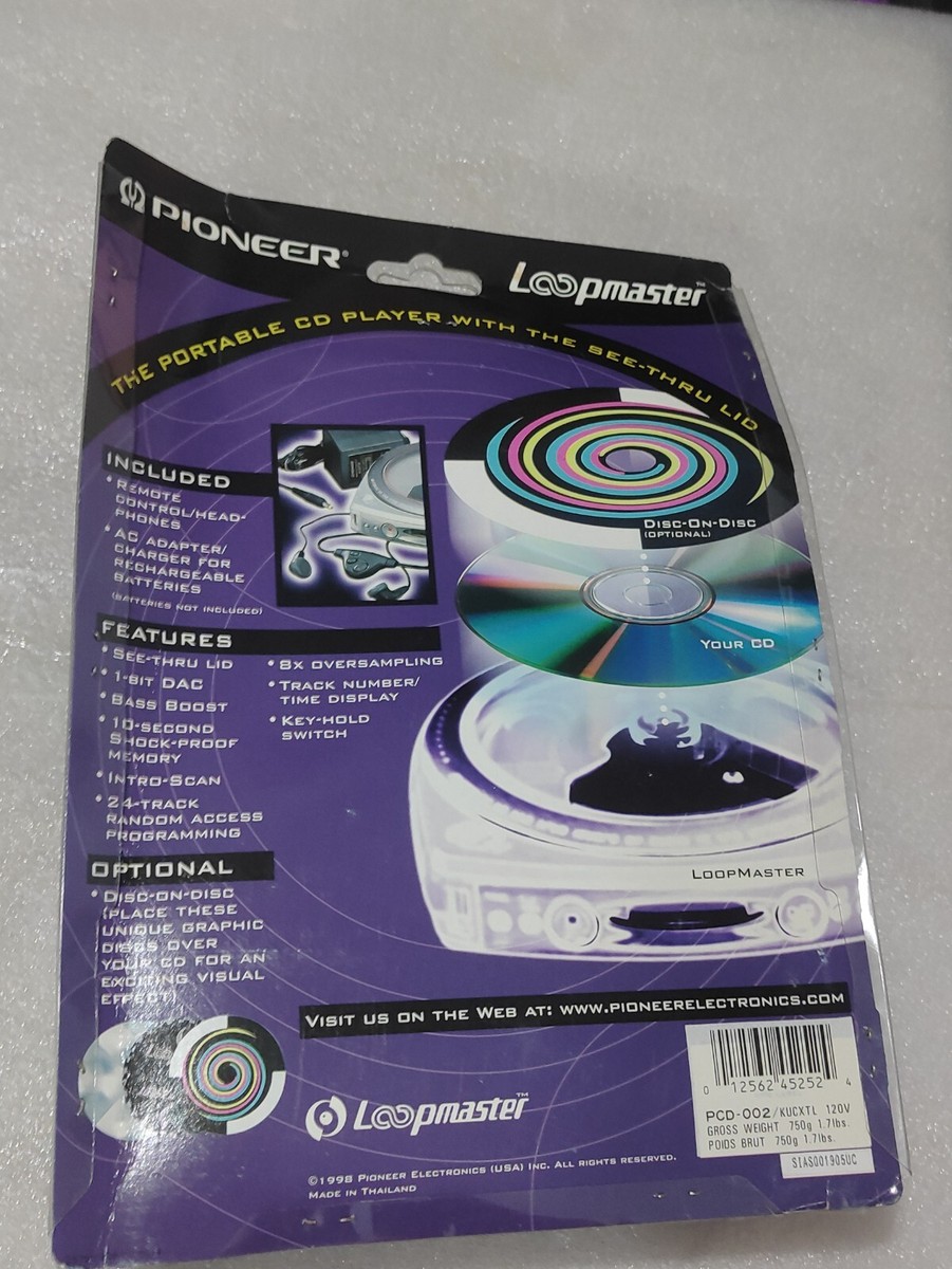 New Old Stock, Untested, Pioneer Loopmaster PCD-002 Clear Portable