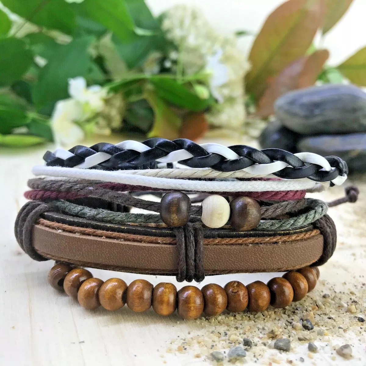 bracelet homme perles et cuir - Bracelets- homme.com