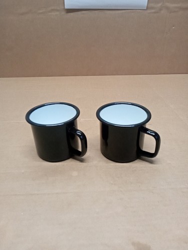 HaWare Enamel Coffee Tea Mug Set of 4, White/Black. - Picture 4 of 5