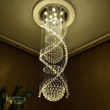 LED Lamp Stair Chandelier Crystal Ceiling Light Living Room Lighting Fixtures Yc