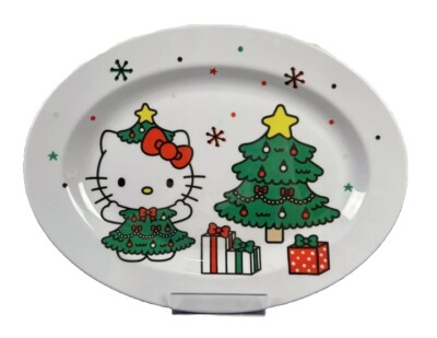 HELLO KITTY Christmas Tree Dress Melamine Platter -SOLD OUT-BRAND NEW!!
