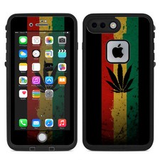 Skin Decal for Lifeproof iPhone 7 Plus Fre Case / Rasta Weed Pot Leaf Red