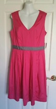 NEW Nine West Pink Jazzberry Dress Casual Pleated Belted Pocket Women's Size 10