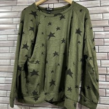 Buffalo David Bitton womens L Sweatshirt Green Long Sleeve Star Print NWT