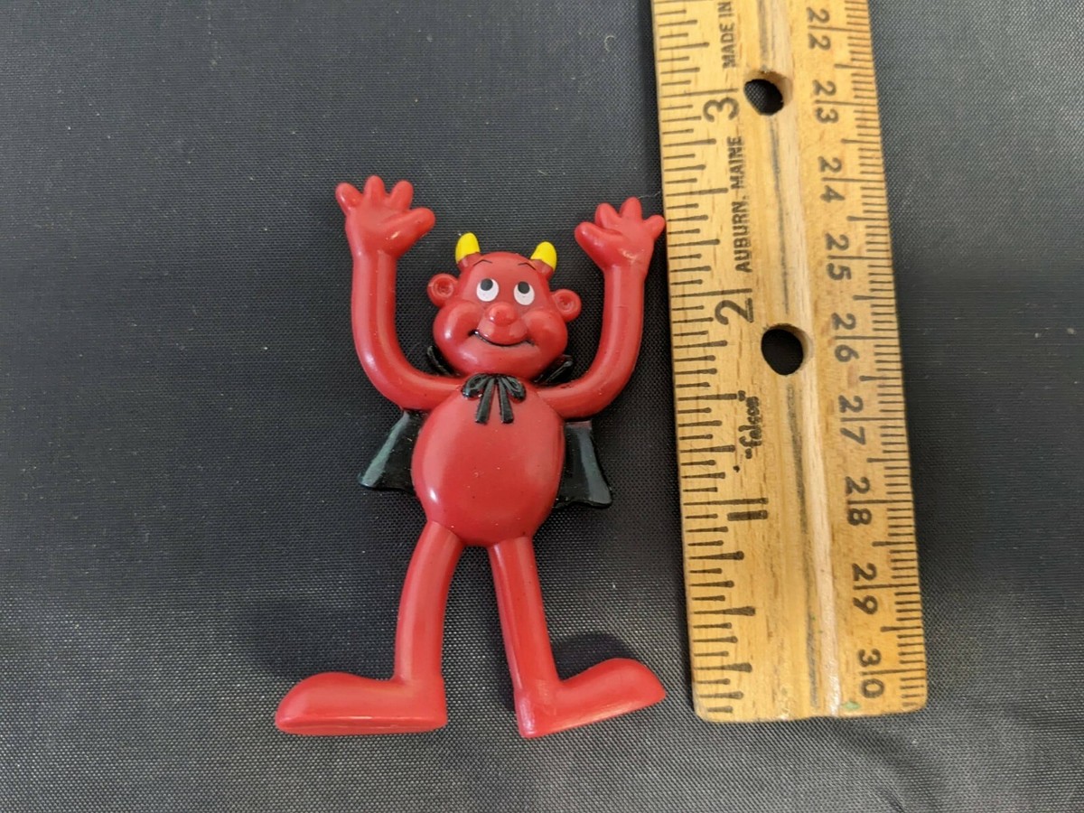 Russ Berrie FIGURE BENDY PVC Halloween Vintage DEVIL in Black Cape