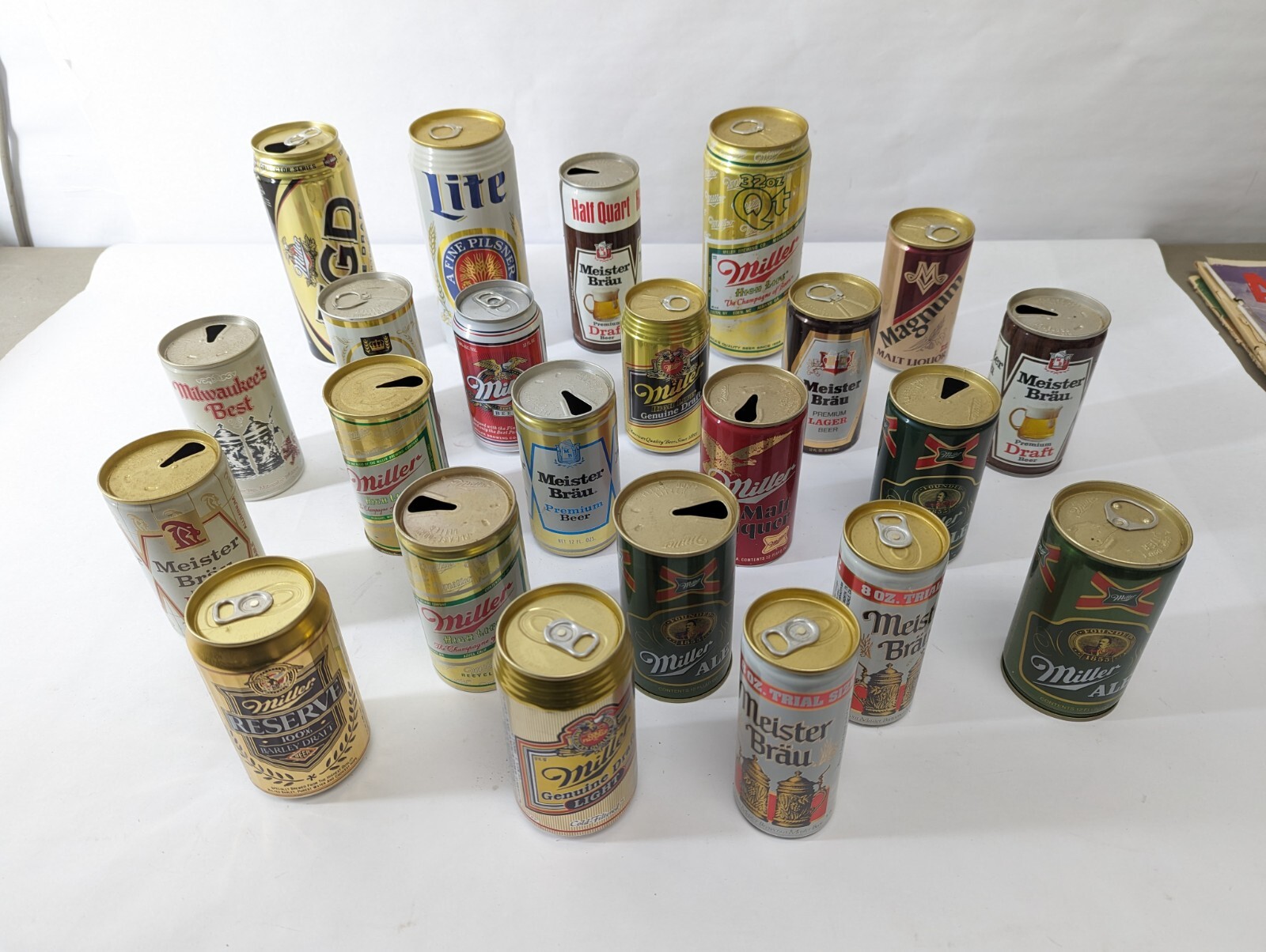 Lot of 23 Vintage Empty Pull Tab Beer Cans Wisconsin MILLER Meister