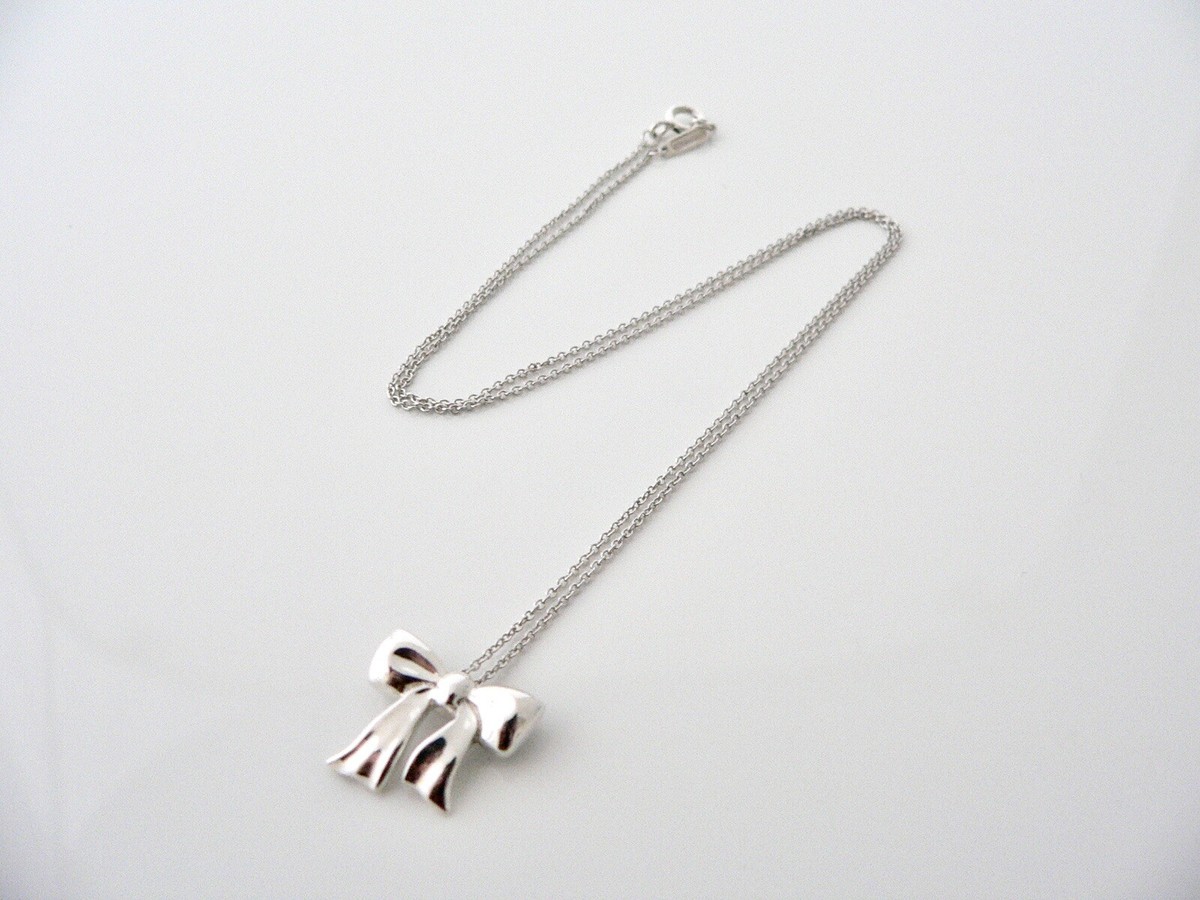 Tiffany & Co Ribbon Necklace Bow Pendant Charm Chain Love Gift Sterling Silver View 4