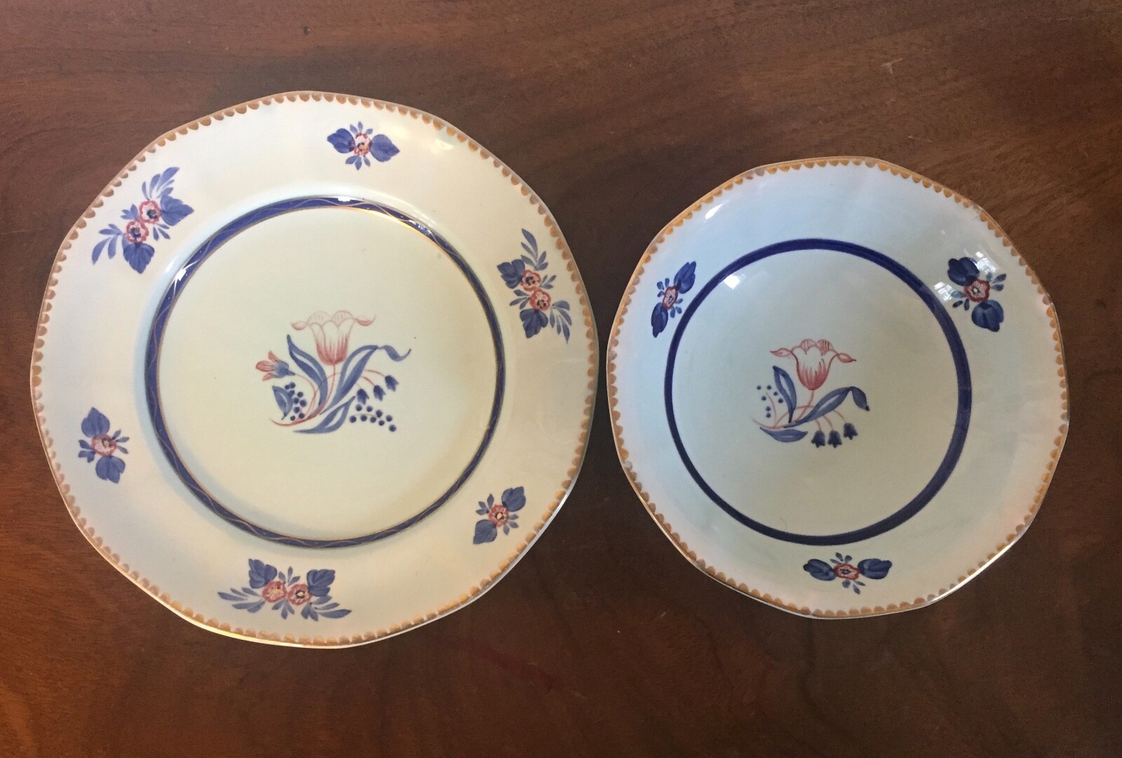 Adams Calyx Ware Porcelain Plate and Bowl Hand Painted England 