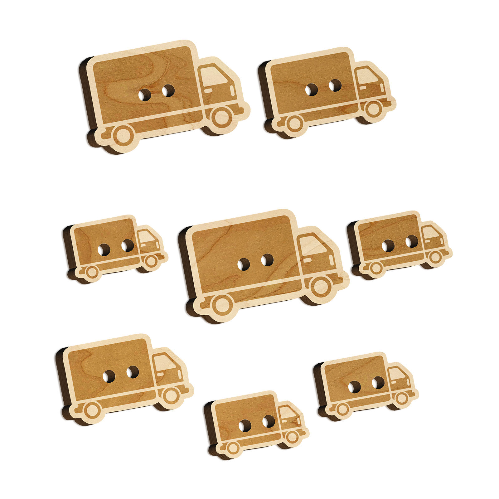 Delivery Truck Vehicle Icon Wood Buttons for Sewing Knitting Crochet DIY Craft